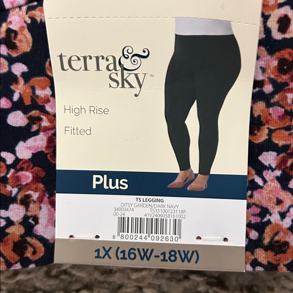 Terra & Sky High Rise Floral Leggings - Picture 2 of 2